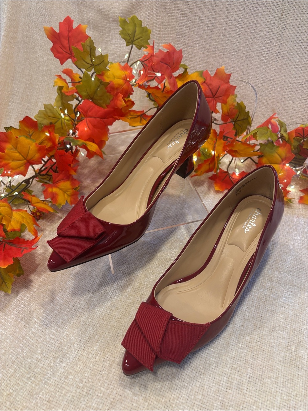 Pointed Toe Red/wine Bow Pumps - Women's Elegant Dress Shoes